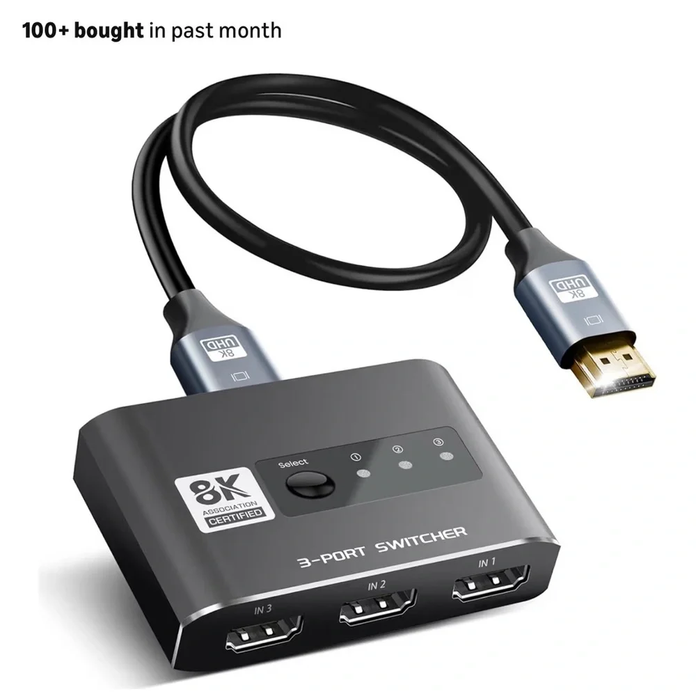 3-Port HDMI Switcher - Black - Unbranded
